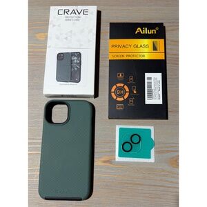 Crave Forest Green Dual Guard iPhone 15 Case with Screen Protectors
